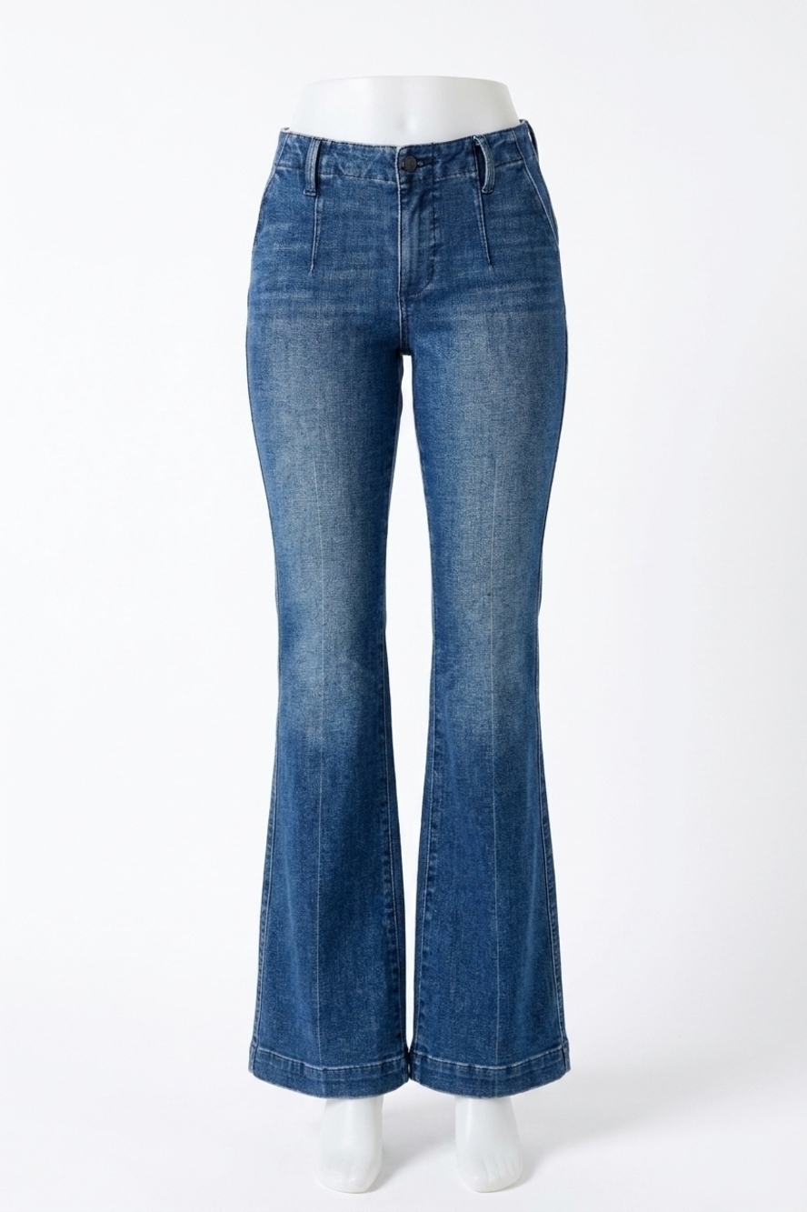 NEW JUDY BLUE mid rise trouser bootcut tummy control & welt pockets jeans in dar